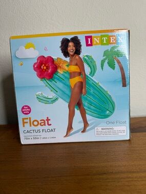 Intex Cactus Shaped Water Adult Swimming Pool Float 73"x55" Flower Pillow Beach
